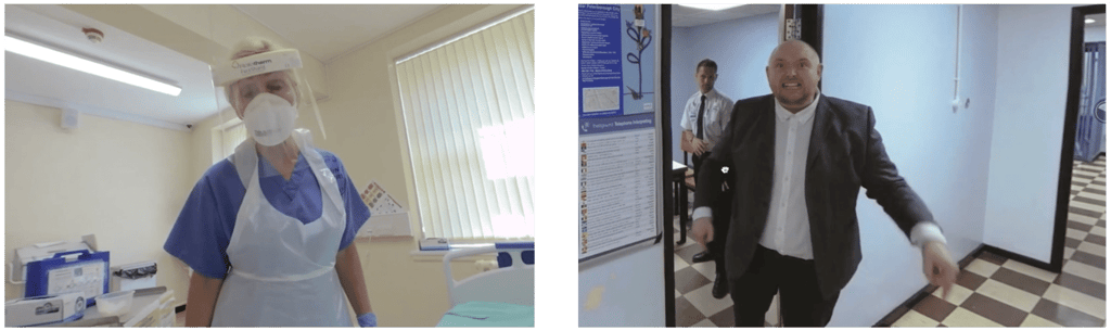 Stills from VR empathy training scenarios