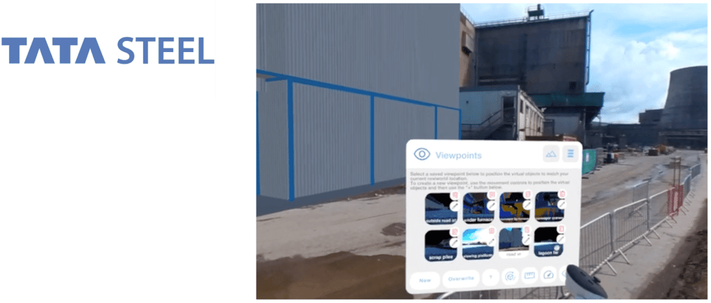 AR interface overlaying 3D models on the Tata Steel site