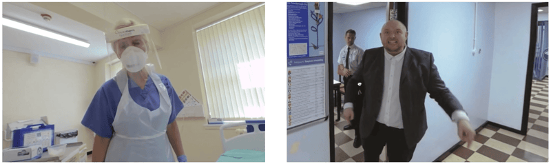 Stills from VR empathy training scenarios